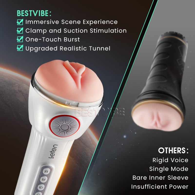 [30% Off] Leten Squeezing Sucking Sex Toy Vegina Pocket Pussy Vibrating Penis Massager Male Masturbator Free Lube Male - GraceToy