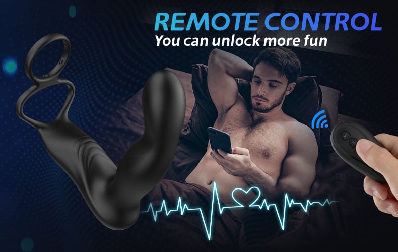 Finger-like Wiggle 9 Swing Vibrating Prostate Massager with Double Cock Ring