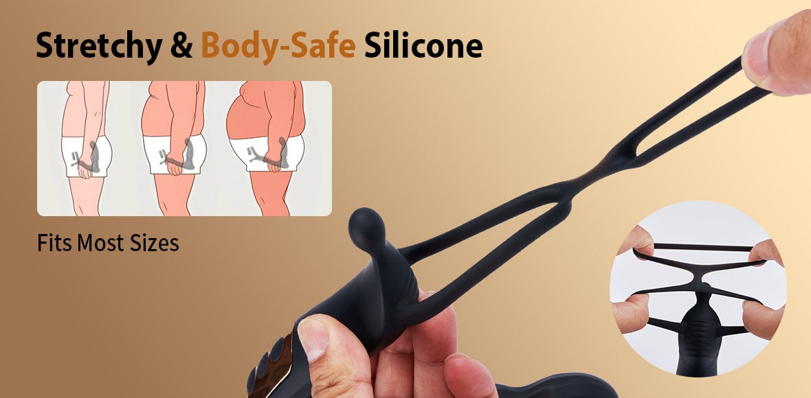 【Free Lube】Thrusting Prostate Massager With Double Cock Rings Non-Toxic & Worry-Free