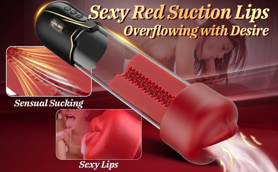 Red Fury Armour – 6 Suctions Penis Pump with Lifelike Mouth & Textured Tunnel