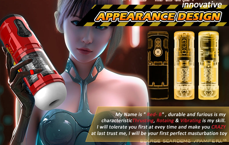 Stepless Adjusting Thrusting Rotating Male Masturbator with Visible Channel