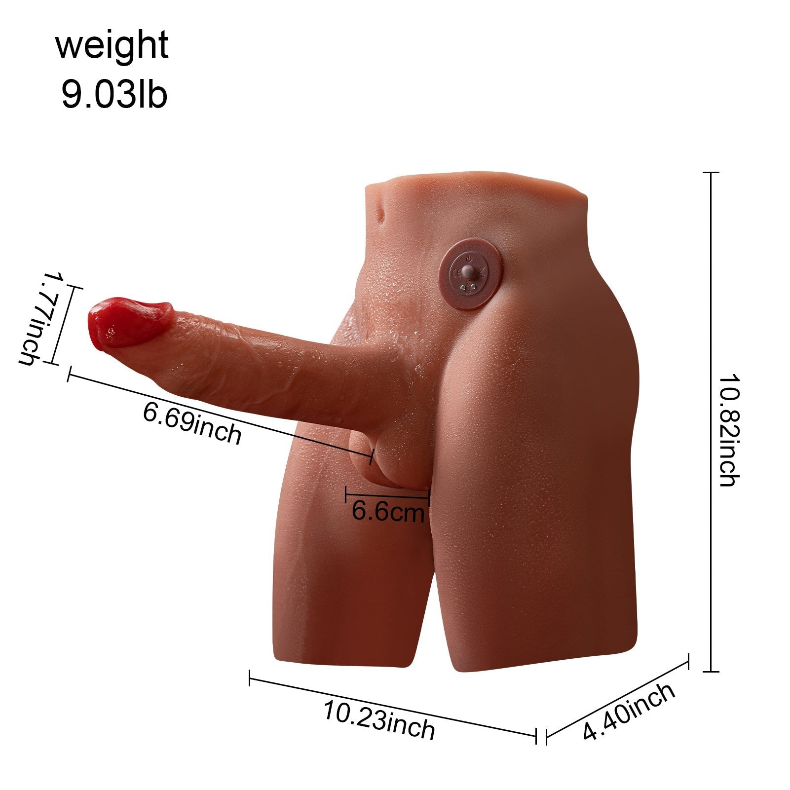 【Free Lube!】Eronight 7 Inch Thrusting Vibrating Dildo Brown Realistic Butt
