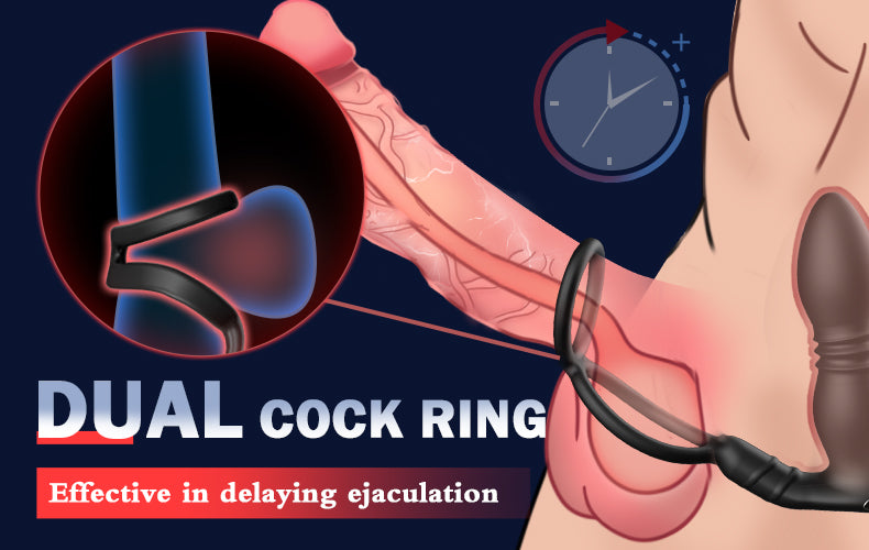 2 In 1 8 Thrusting 8 Vibration Cock Ring Anal Vibrator