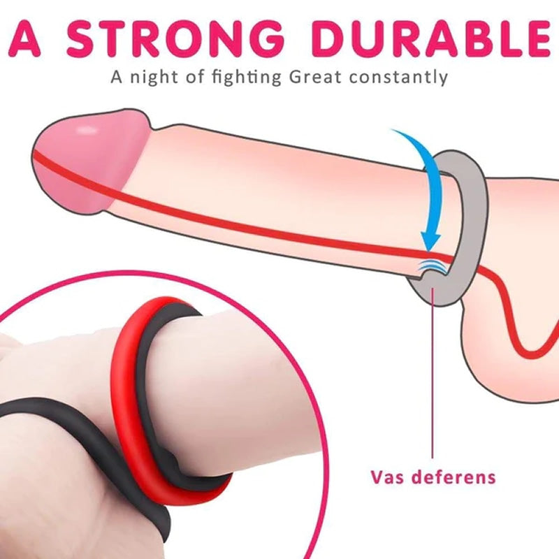 Harles 1.5 Inch Premium Stretchy Longer Harder Stronger Erection Cock Ring Set 3 Pieces