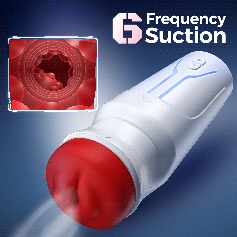 [6.35 IN Depth] F01 Valkyrx 6 Suction 9 Vibration Red Lip Extra Weight Inner Sleeve Masturbators