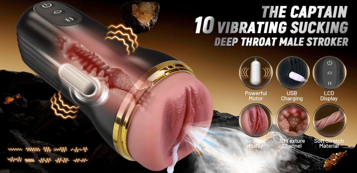 The Captain 10 Vibrating Sucking Pocket Vagina Deep Throat Male Stroker