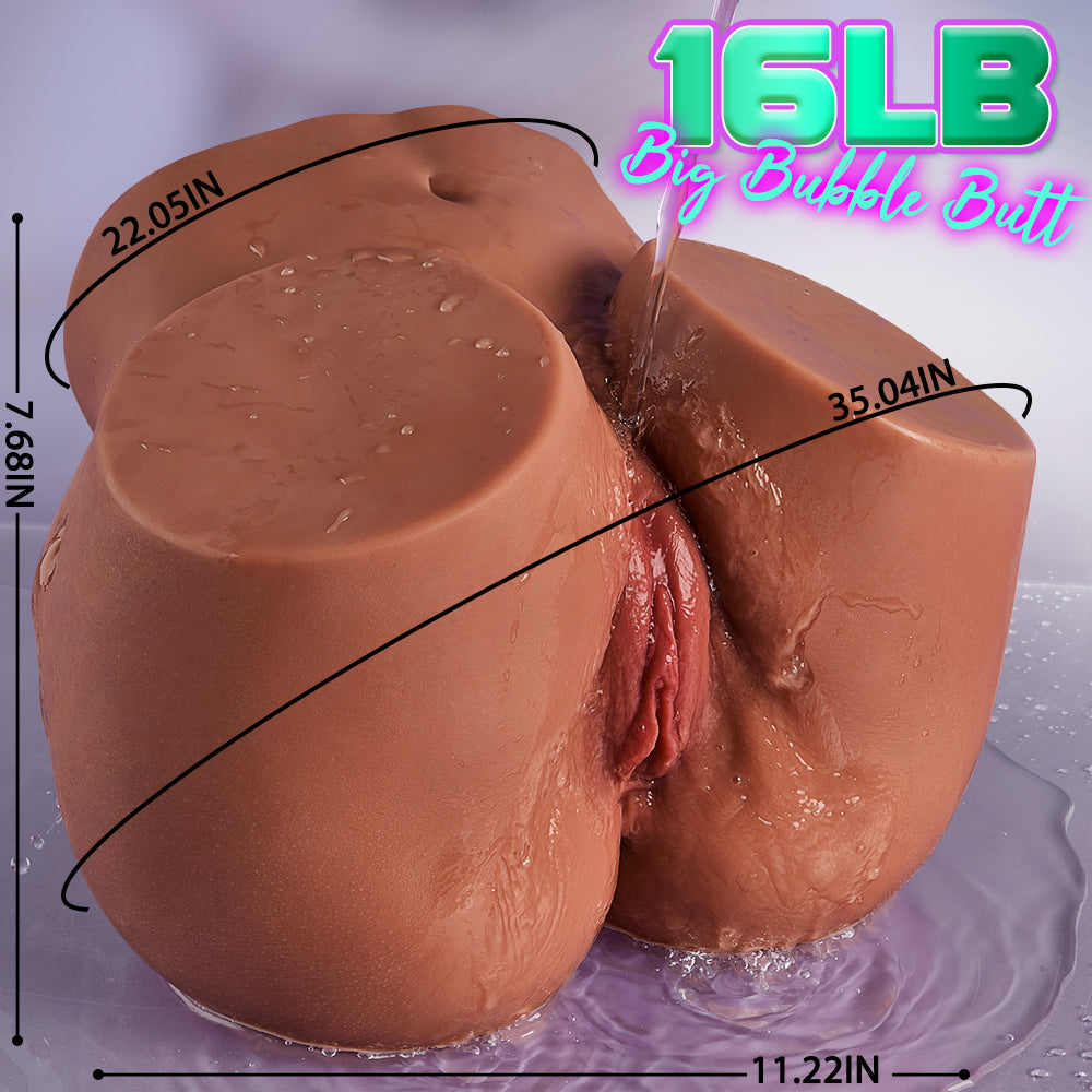 【1:1 Lifelike Double Channel】Brown Skin 16lbs 1:1 Lifelike Double Channel Big Plump Ass With Elasticity