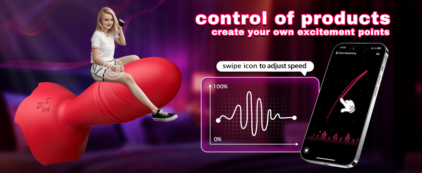 Rose Sex Toy Anal Plug APP Thrusting Vibrators, Remote Control Anal Sex Toy