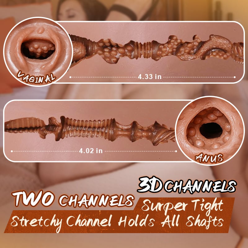 【15% OFF CODE: BV50】 Mariane 6.23LBS Browned Caramel Sexpot Dual-Tunnel Realistic Anal Clitoris Male Masturbator