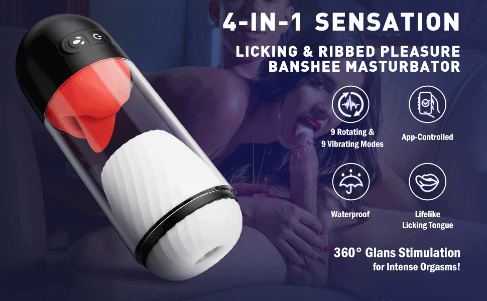 【Beginner’s Choice】App Controlled Male Masturbator with 9 Tongue Licking & Vibration Modes