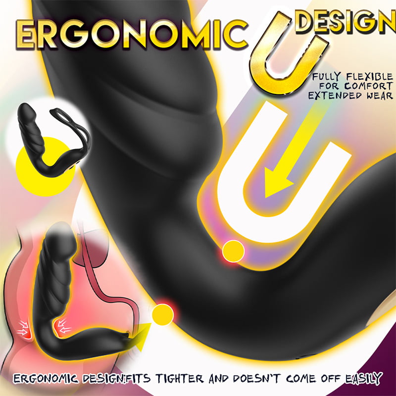 【Free Lube 150ml】7 Pulsing & 12 Vibrating Prostate Massager with Dual Cock Ring