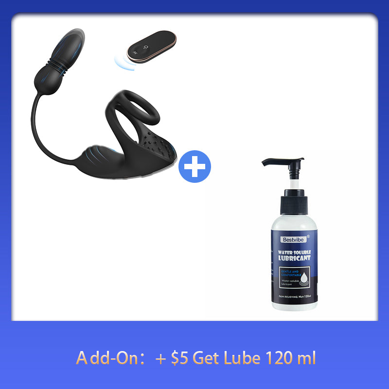 【Free Lube 200ML】Egbert 9 Thrusting & Vibrating Prostate Massager with Dual Cocking Rings Testicular Stimulator