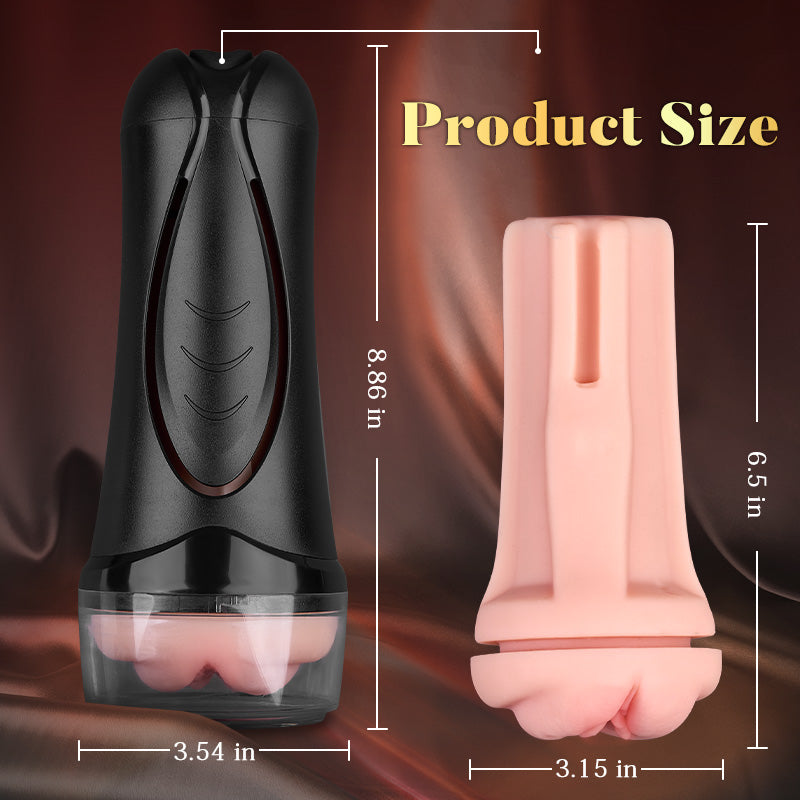 【6.5 IN Depth】Pressure Palm 10 Vibrations Realistic Labia Vaginal Pressure IPX7 Waterproof Electric Masturbator Pocket P