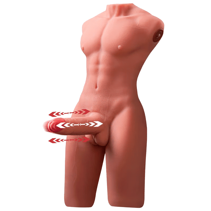 【Free Lube200ml】Jackson 17.63LB 6.69Inch Electric PulseThrusting Vibrating Dildo  Tan Skin Male Torso Sex Doll
