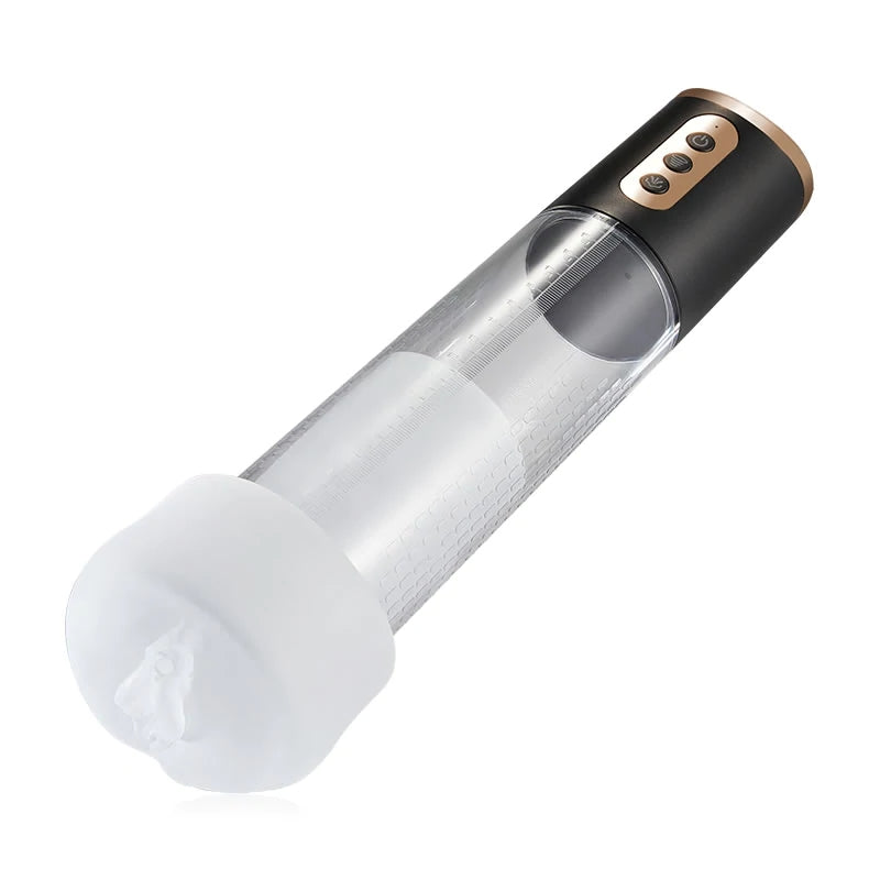2 in 1 4 Sucking Transparent Penis Enlargement Pump with Lifelike Sleeve