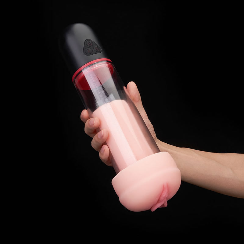 S-HANDE 9 Vibrating 9 Sucking Pussy-Shaped Sleeve Male Enlargement Pump