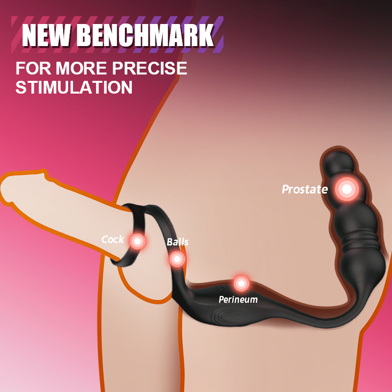 Horsfall - 9 Thrusting & Vibrating Prostate Massager with Dual Cock Ring Anal Toy
