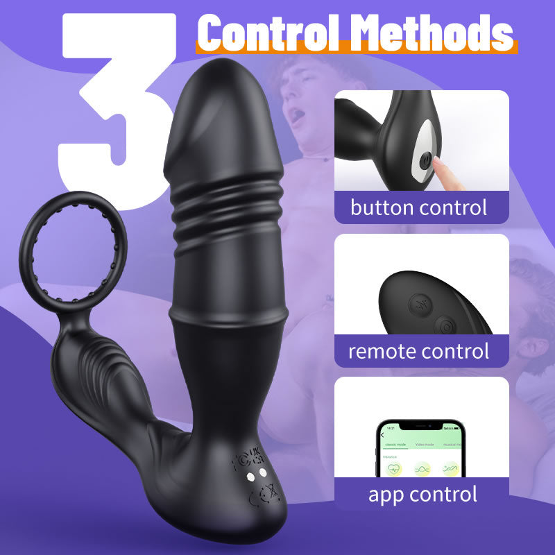 Mason - APP Control Thrusting Vibrating Prostate Massager Cock Ring with Raised Dots