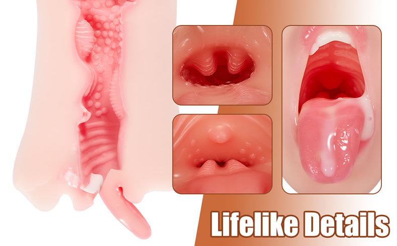 5.9 Inch Pocket Pussy Realistic Mouth with 3D Teeth and Tongue