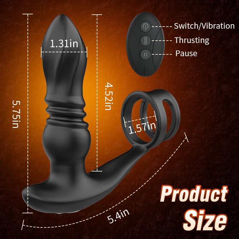 THOR 7 Thrusting & Vibrating Prostate Massager with Double Cock Rings