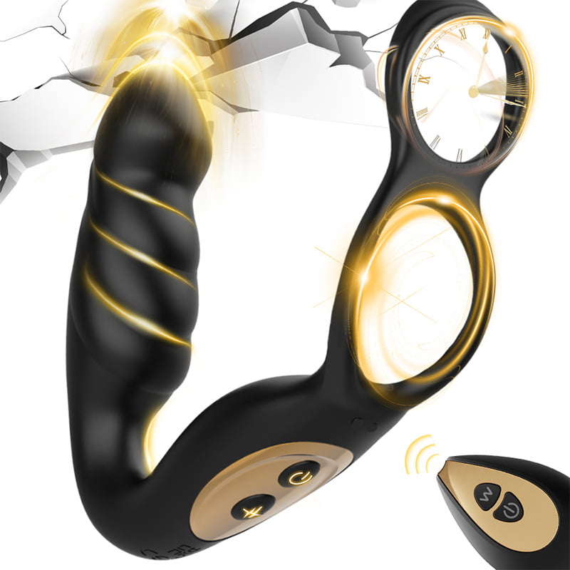 【Free Lube 150ml】7 Pulsing & 12 Vibrating Prostate Massager with Dual Cock Ring