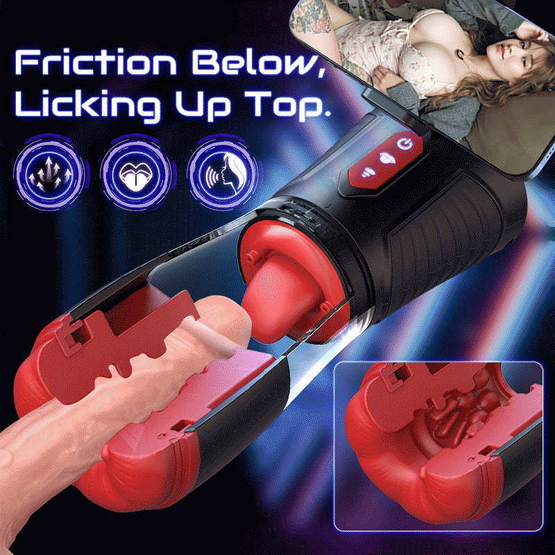 [Partner Play] LickMe Phone Holder 4 Suction 7 Tongue-Licking Voice Function Masturbator