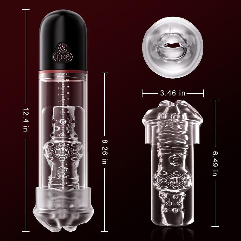 Vibrating & Sucking 2 IN 1 Lips Penis Pumps Male Sex Toys