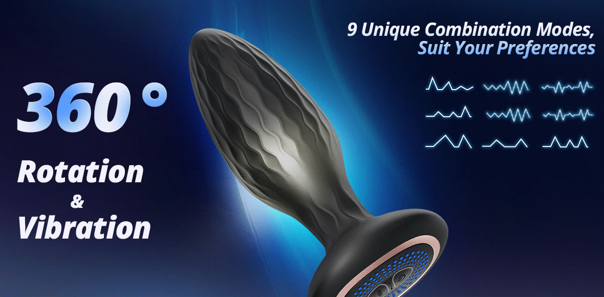 LED Light 360° Rotation & Vibration Remote Control Anal Plug For Solo or Couple