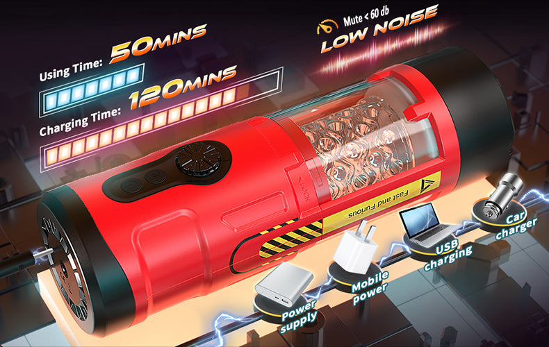 Stepless Adjusting Thrusting Rotating Male Masturbator with Visible Channel