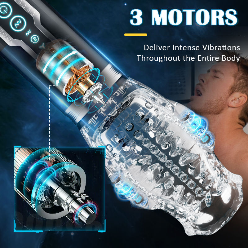 【Beginner’s Choice】Amber- 5 Telescopic Rotation Masturbation Cup 7 Vibrating Oral Sex Handheld Masturbator