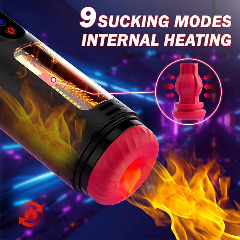 9-Frequency Telescopic Vibration Sucking Heated Aircraft Male Stroker
