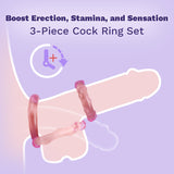 3-Piece Set Cock Rings High-Elasticity Tpe Rings For Male Pleasure