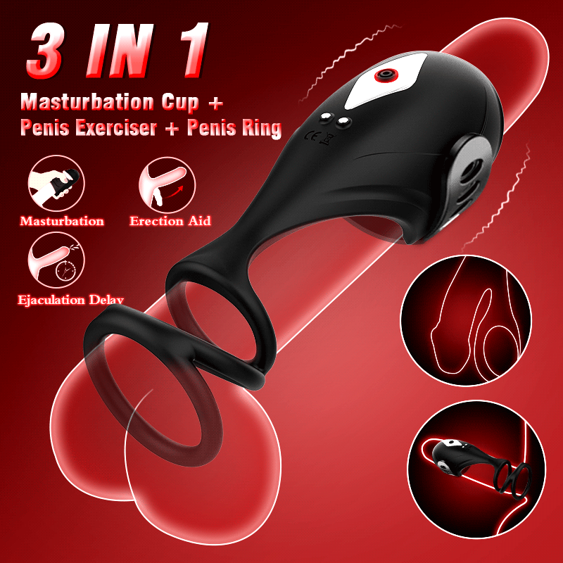 3-in-1 Glans Trainer Masturbator with Penis Ring
