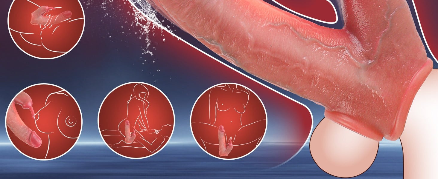 Penis Enlarger Vibrator – Lifelike Penis Sleeve with Rabbit & Dual Motors