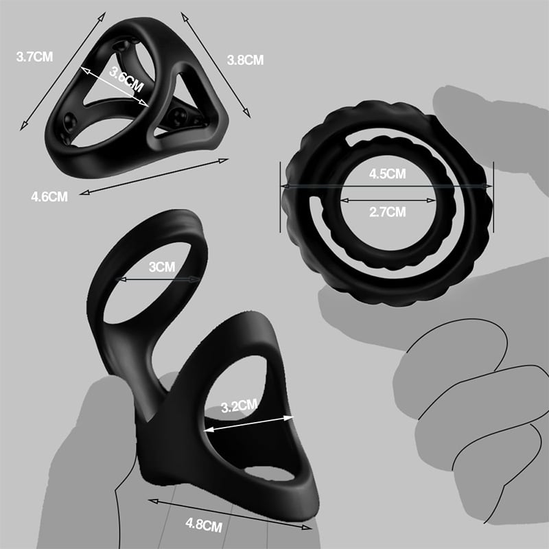 Paul Stronger Erection Male Silicone Penis Ring 3-Piece Set Multiple Combinations