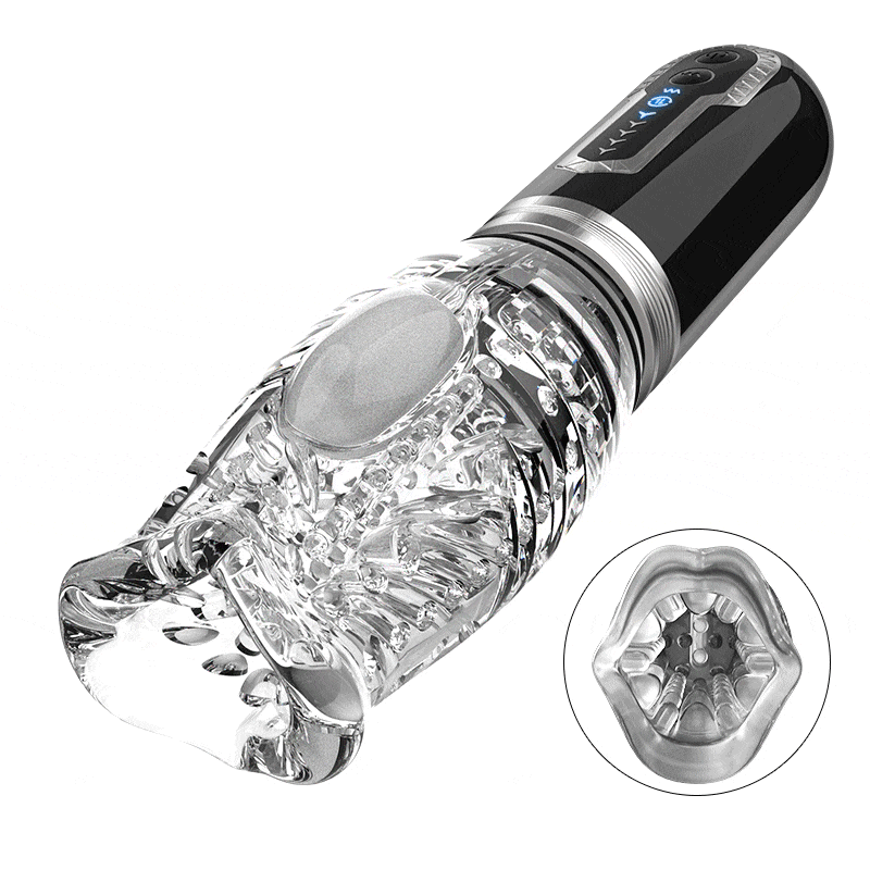 【Beginner’s Choice】Amber- 5 Telescopic Rotation Masturbation Cup 7 Vibrating Oral Sex Handheld Masturbator