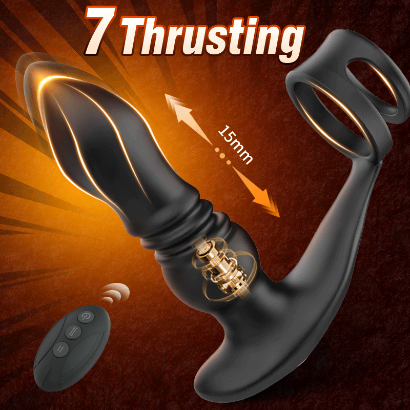 THOR 7 Thrusting & Vibrating Prostate Massager with Double Cock Rings