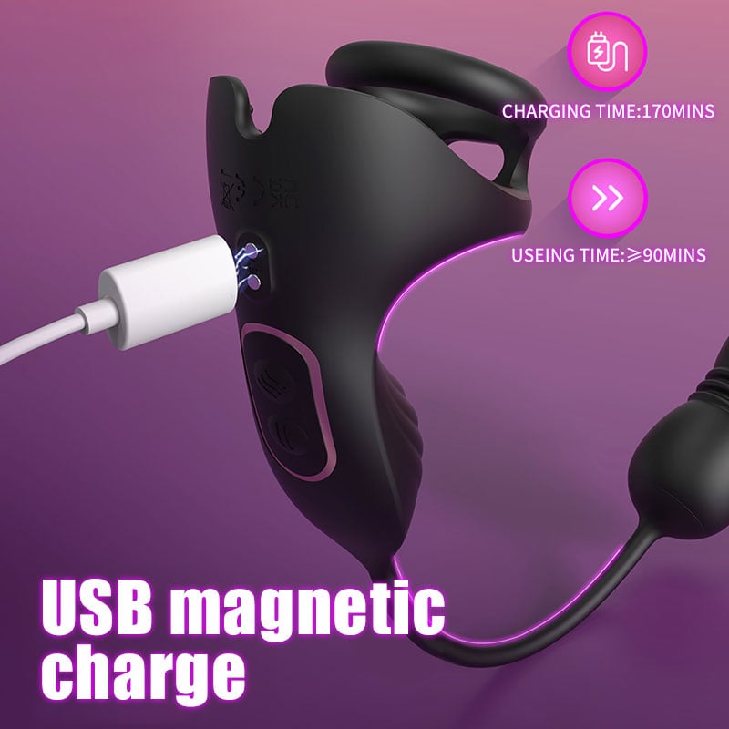 【Free Lube 200ML】Egbert 9 Thrusting & Vibrating Prostate Massager with Dual Cocking Rings Testicular Stimulator