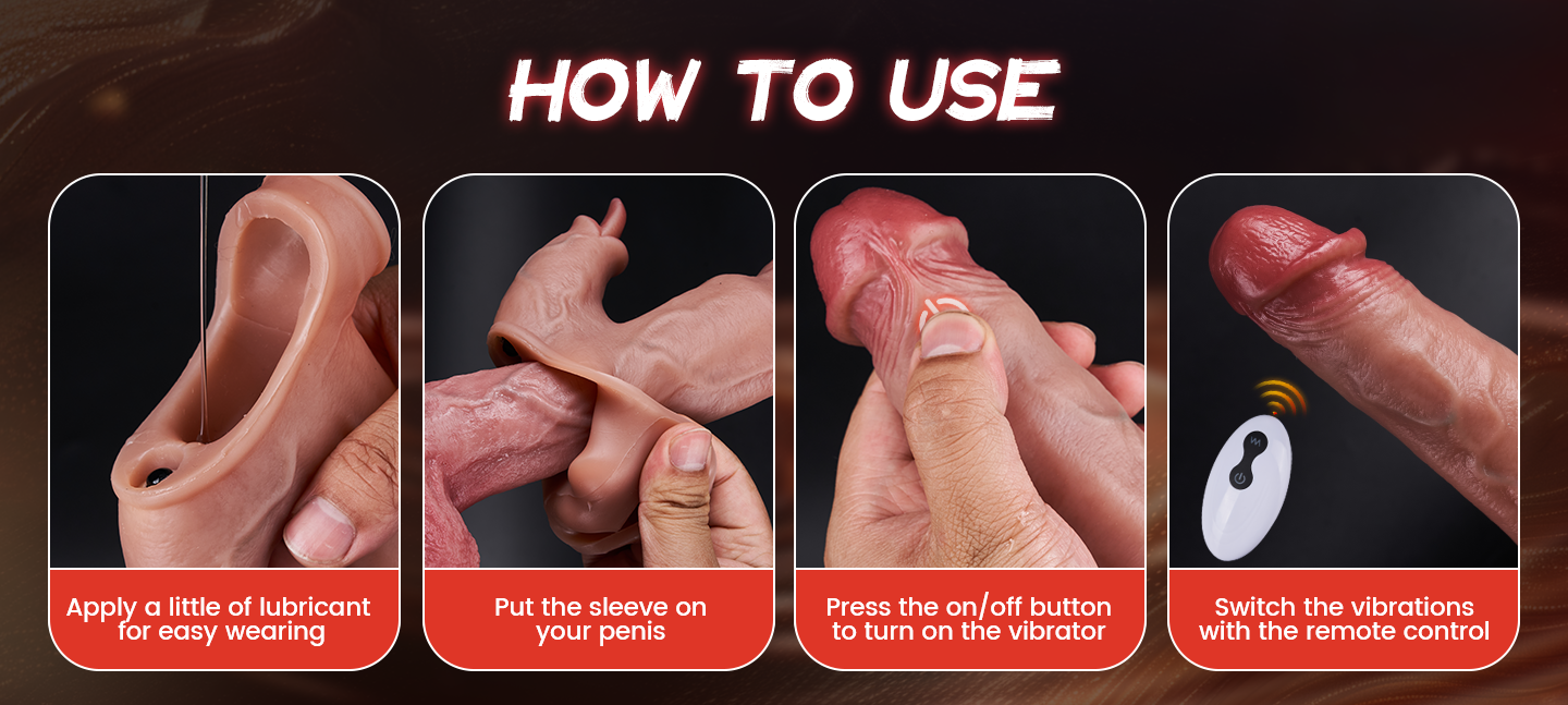 Penis Sleeve Extender Enlarger Vibrating Cock Ring 8 Modes For Men Couples