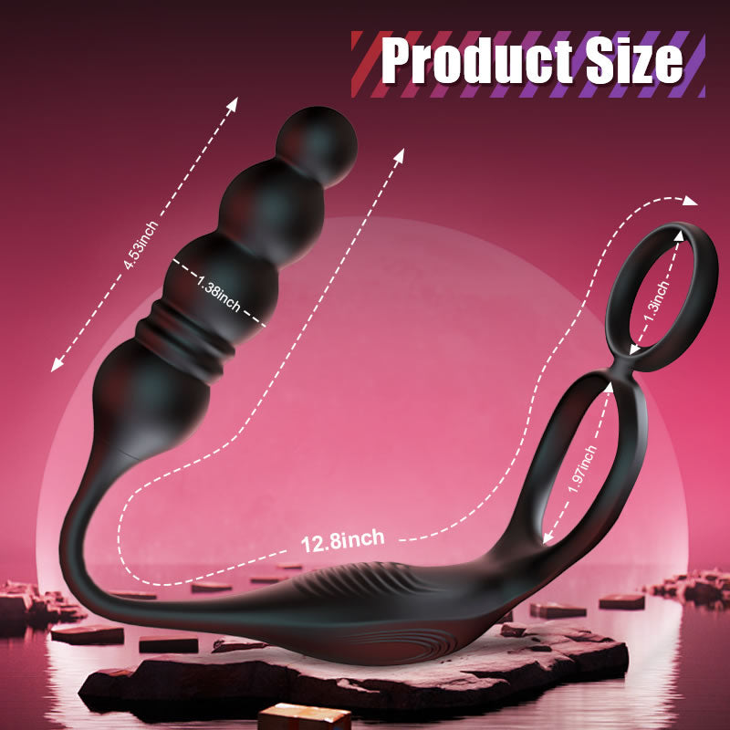 Horsfall - 9 Thrusting & Vibrating Prostate Massager with Dual Cock Ring Anal Toy
