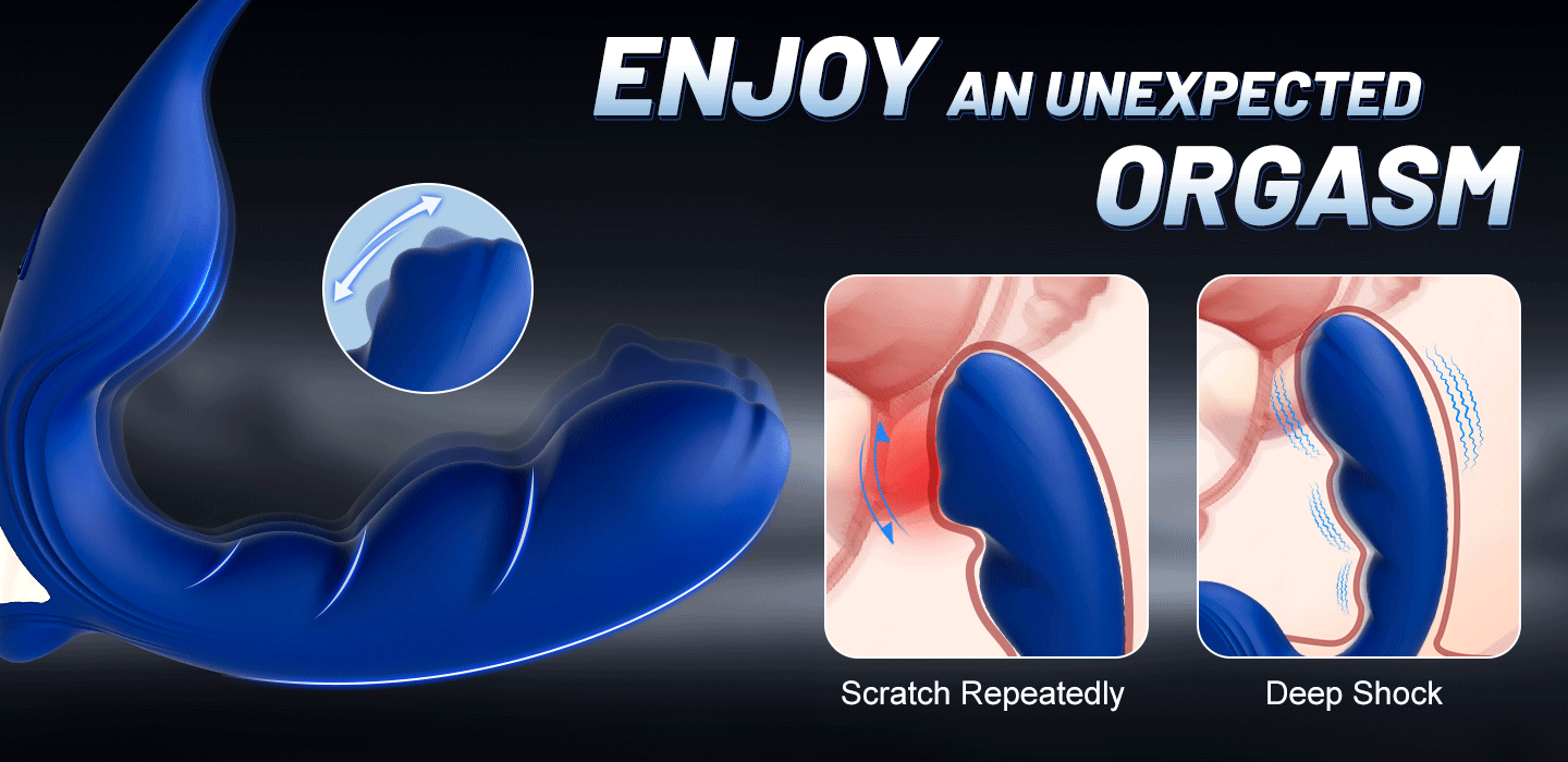 Blue Wing Head Spinning Bead Vibrating Prostate Massager