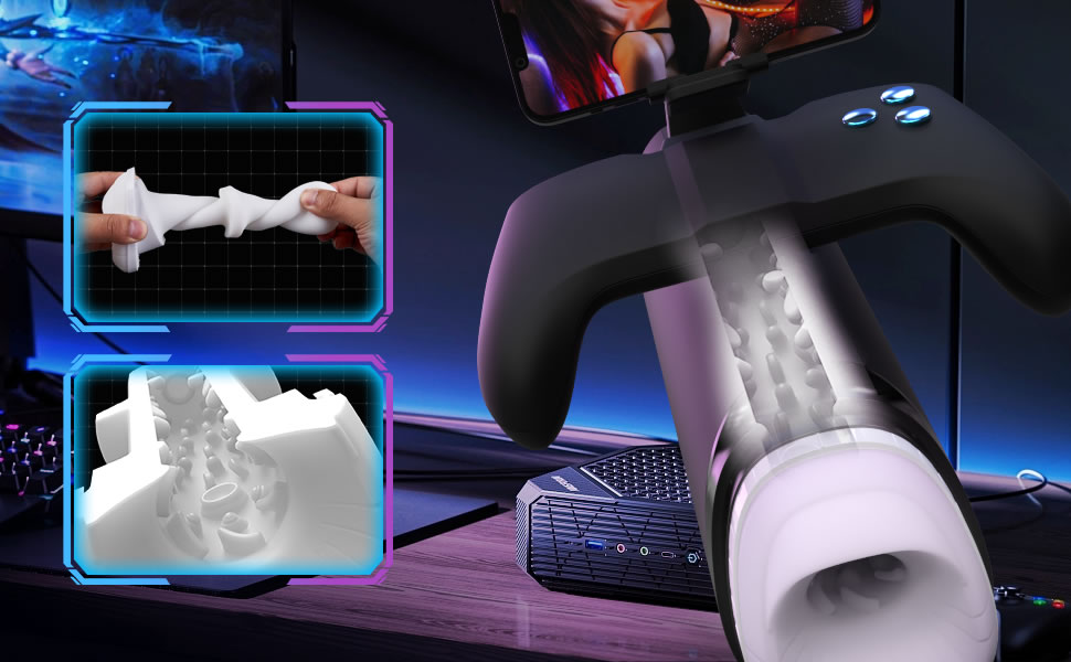[7-Day Free Shipping] Turbo 10-Mode Explosive Thrusting Stroker - Immersive Gamepad Design with Phone Holder