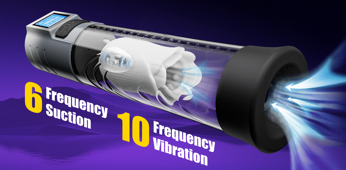10 Vibrating & 6 Sucking Vacuum Penis Pump Male Penis Extender
