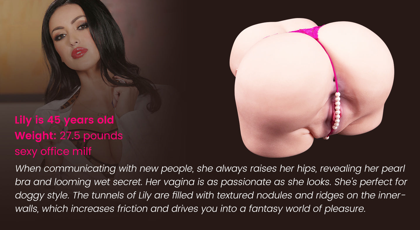 【Lily Electric 1:1 Large Life-Size Milf Butt】5Suck 5Vibrator Dual Function 27.5 lb Big Ass with Anus Pussy Life-like But