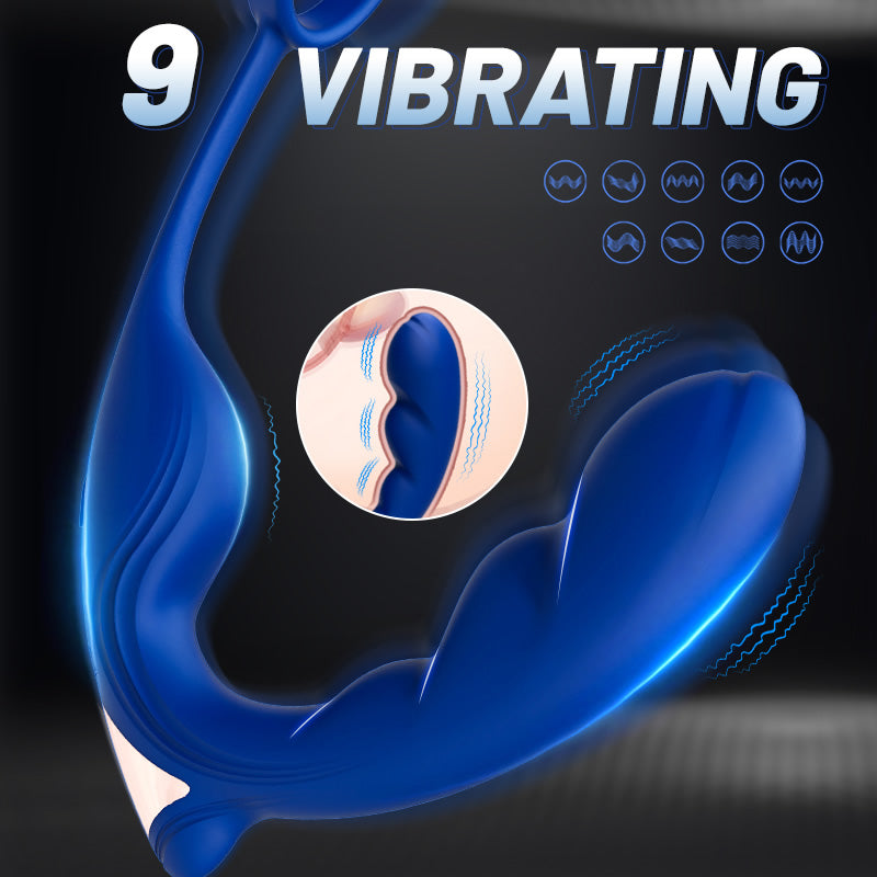 Blue Wing Head Spinning Bead Vibrating Prostate Massager