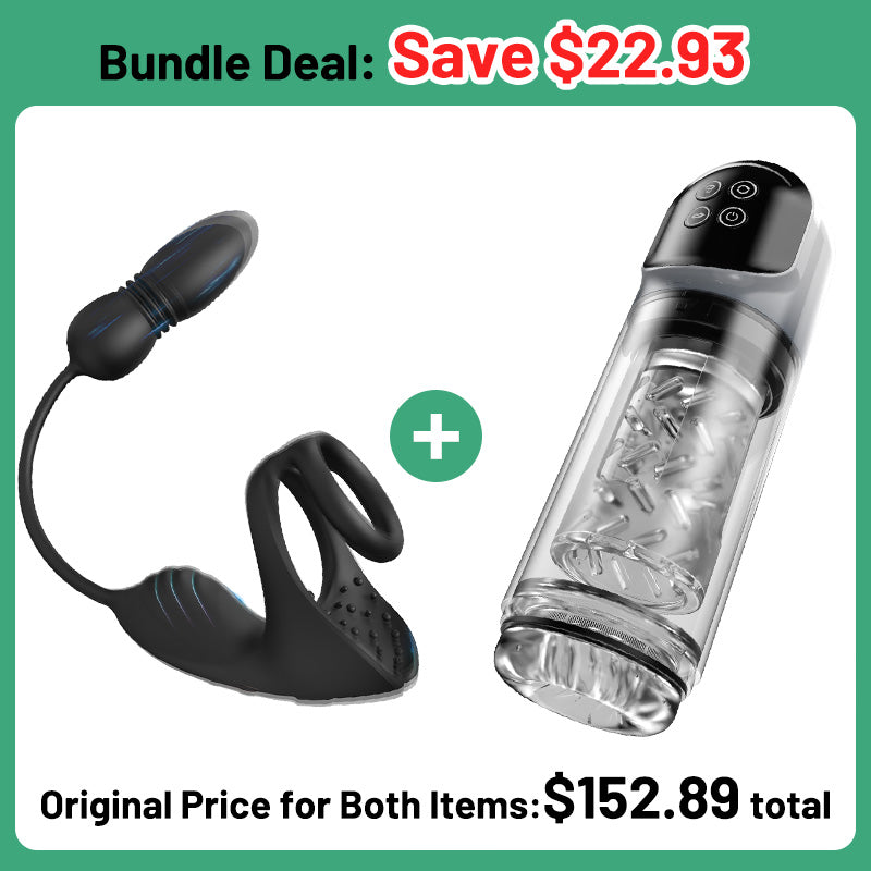 【Free Lube 200ML】Egbert 9 Thrusting & Vibrating Prostate Massager with Dual Cocking Rings Testicular Stimulator