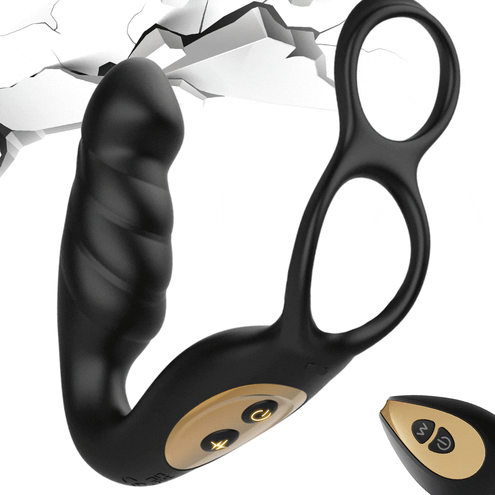 【Free Lube 150ml】7 Pulsing & 12 Vibrating Prostate Massager with Dual Cock Ring