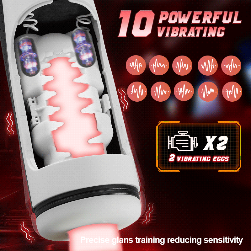 320/Min One-Click Burst 8 Thrusting 10 Vibrating Masturbator