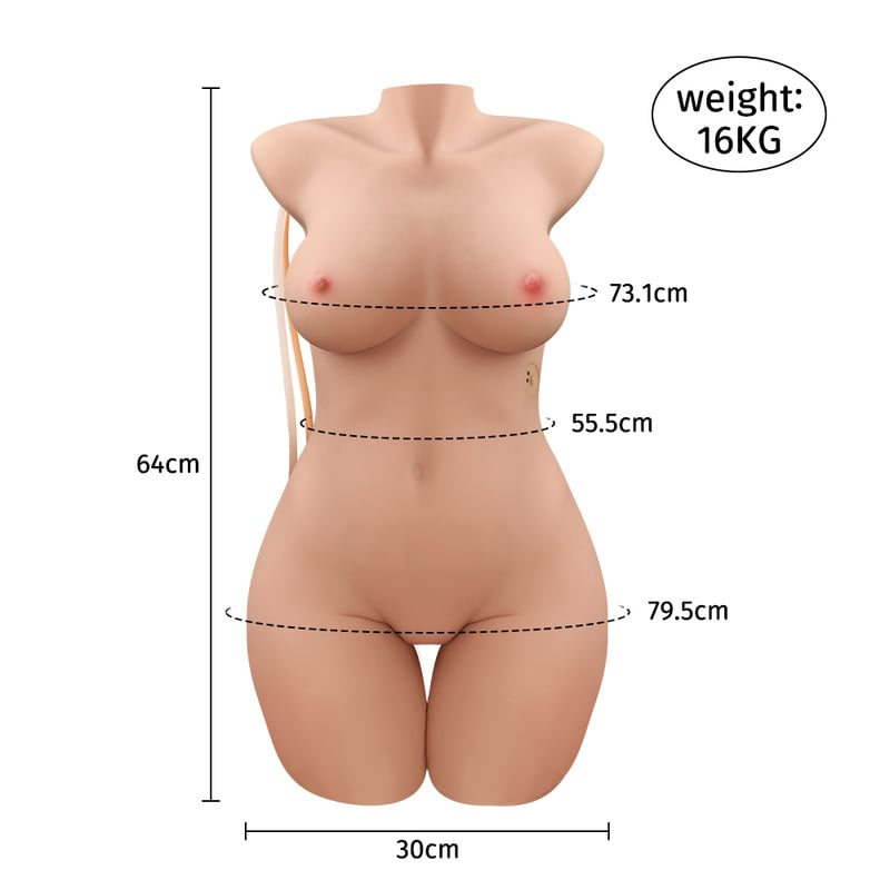 Isabella 35.27lbs【Electric Huge Sex Torso】 5 Vibration And 3 Suction Modes Dual Channel Realistic Doll