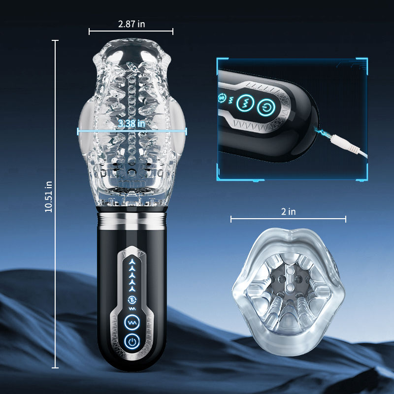 【Beginner’s Choice】Amber- 5 Telescopic Rotation Masturbation Cup 7 Vibrating Oral Sex Handheld Masturbator